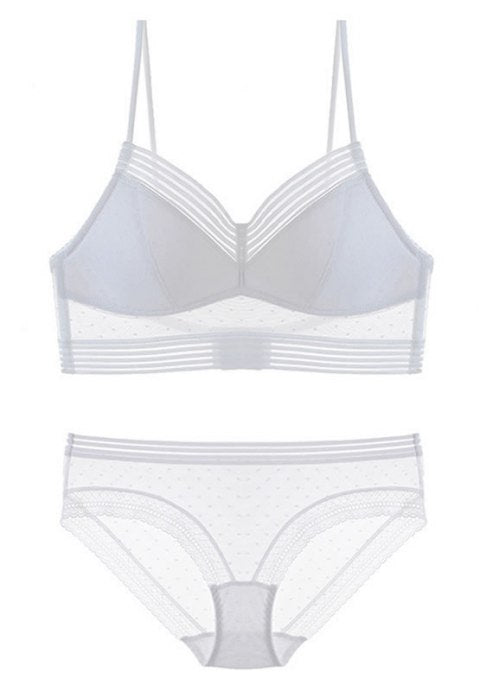 Polka Dot Mesh Bralette Set