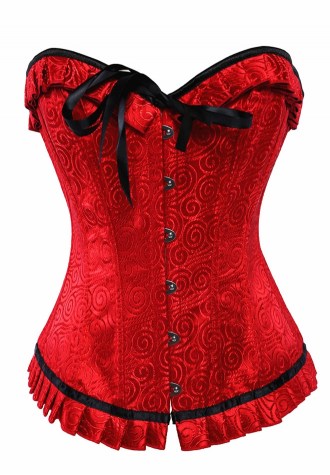 Sweetheart Floral Jacquard Tapestry Brocade Satin Overbust Corset