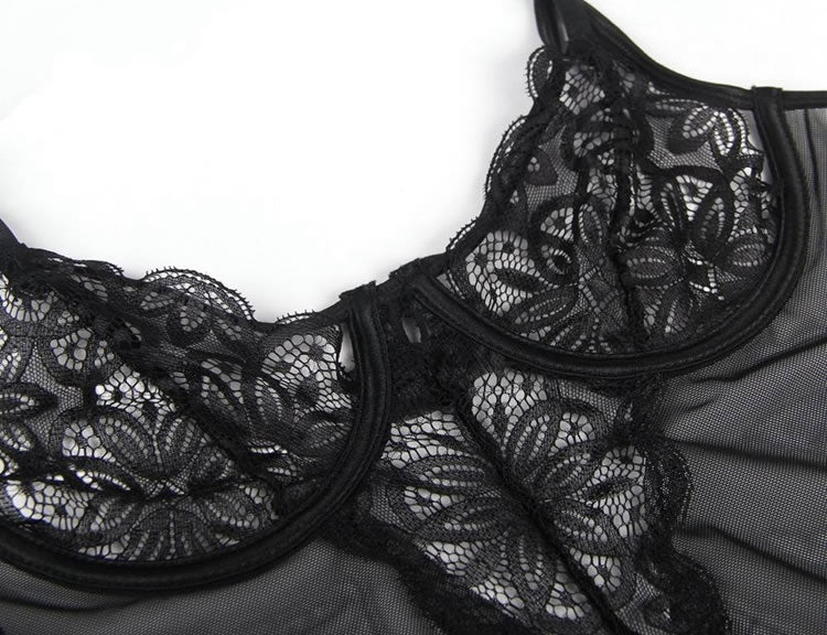 Plus Size Flirty Black Babydoll Set