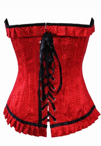 Sweetheart Floral Jacquard Tapestry Brocade Satin Overbust Corset