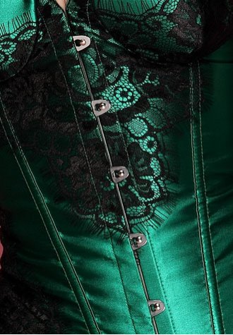 Green Classical Lace Overlay Corset
