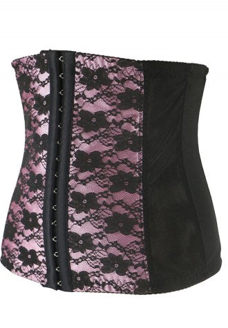 Pink Floral Embroidered Lace Corset