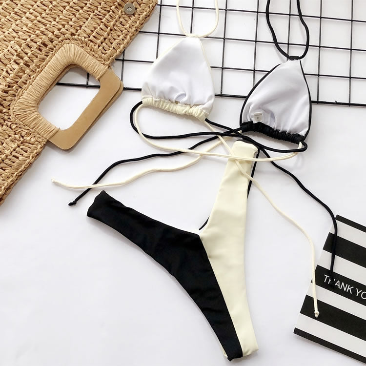 Double Strapped Thong Bikini Set