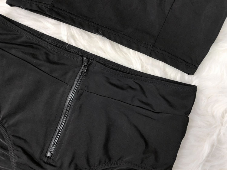 Plus Plain High Waist Bikini Set - Late Night Lingerie