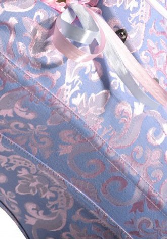 Blue Glamourous Jacquard Floral Overbust Corset Bustier