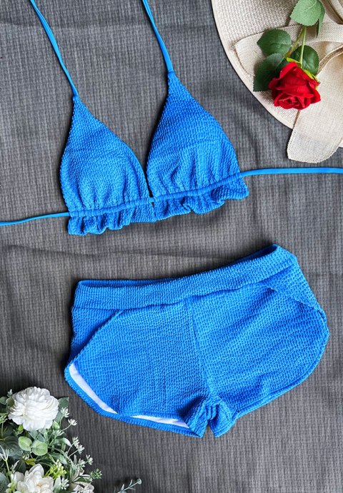 Ruffle Hem Triangle Bikini Swimsuit