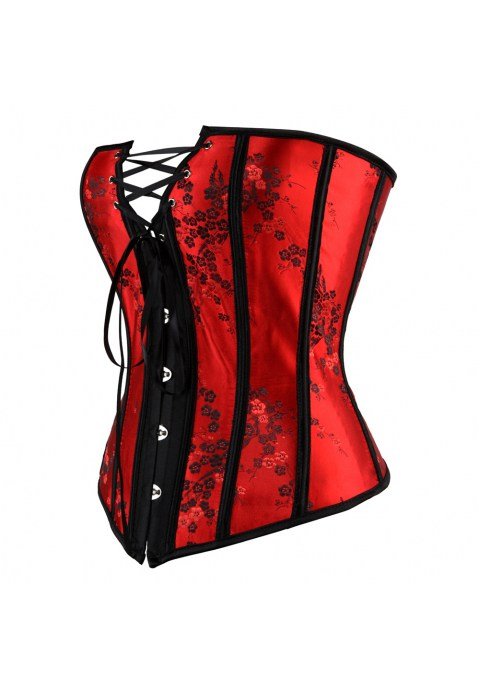 Red Laced Bust Overbust Corset Bustier - Late Night Lingerie