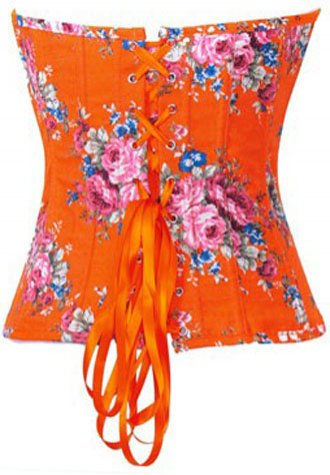 Orange Floral Strapless Corset