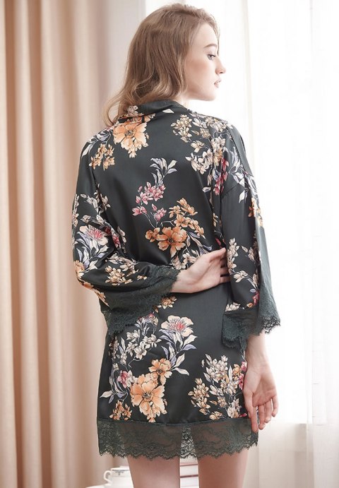 Floral Satin Robe