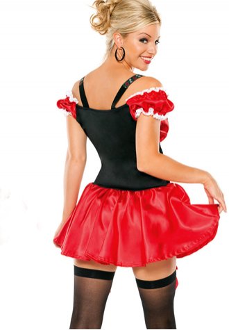 Red French Maid Style Dress Costume