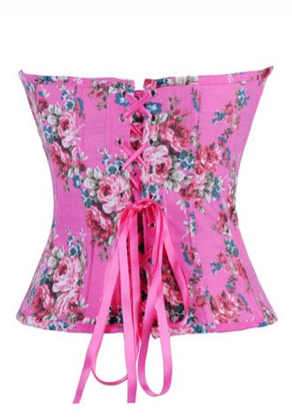 Denim Floral Zipper Corset
