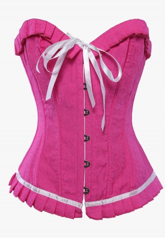 Rose Turquoise White Trim Brocade Corset