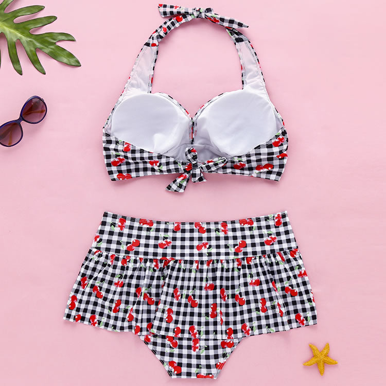 Strawberry And Plaid Two Piece Swimsuit