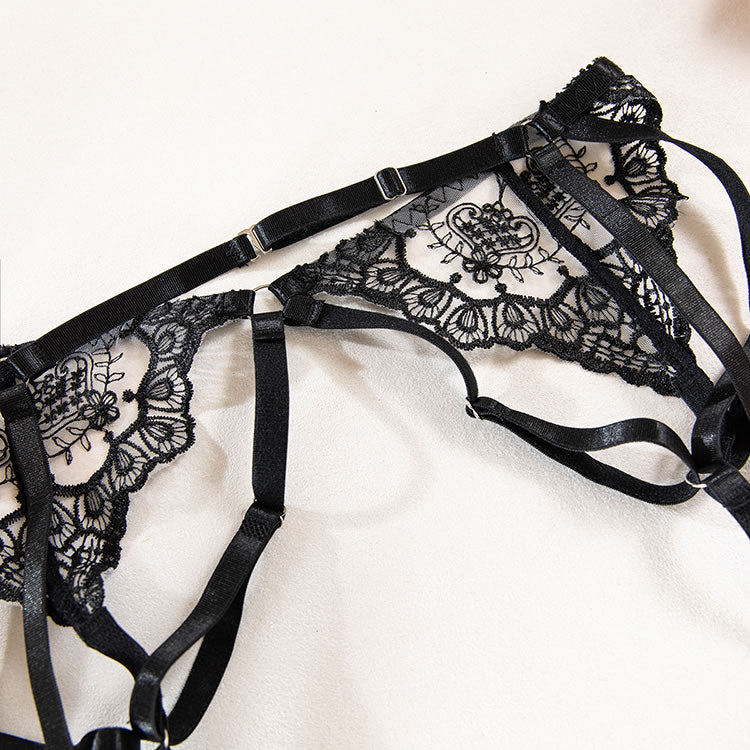 Midnight Ecstasy Gartered Bra Set