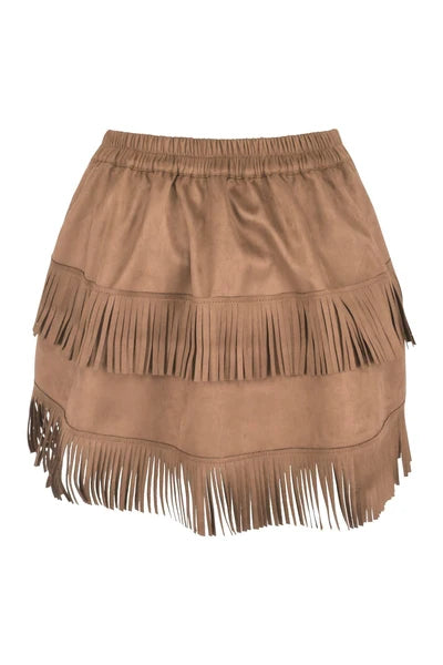 Top Drawer 4 PC Premium Tan Suede Fringe Cowgirl Corset Costume