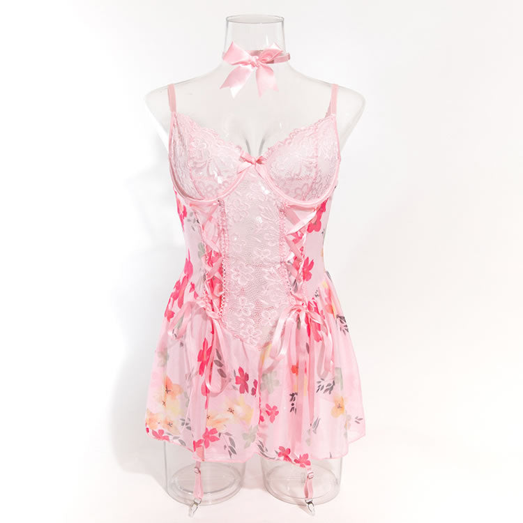Romantic Floral Lace Babydoll Set