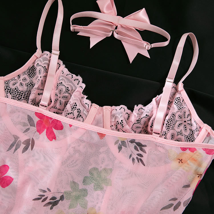 Romantic Floral Lace Babydoll Set
