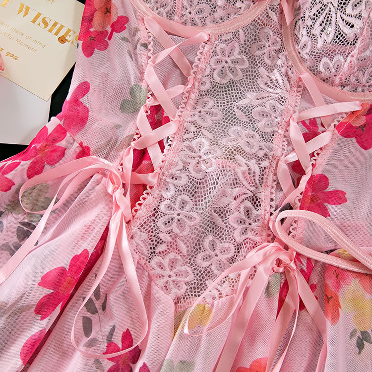 Romantic Floral Lace Babydoll Set