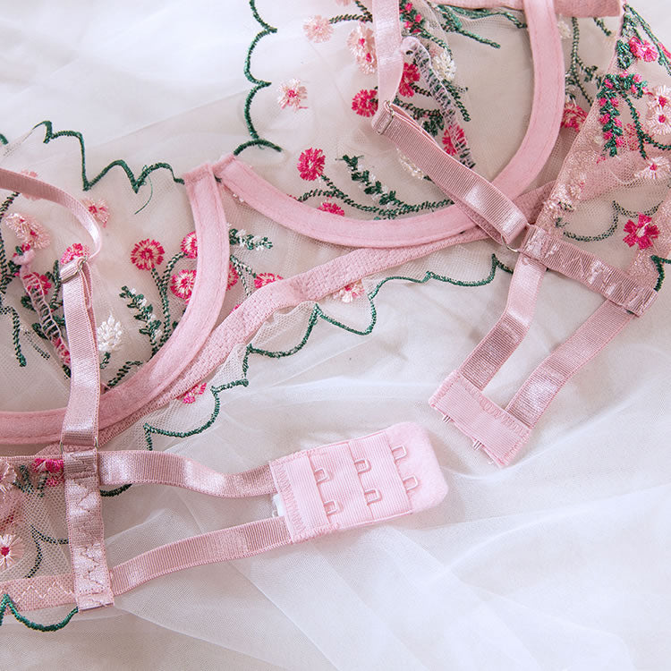 Embroidered Spring Bra Set