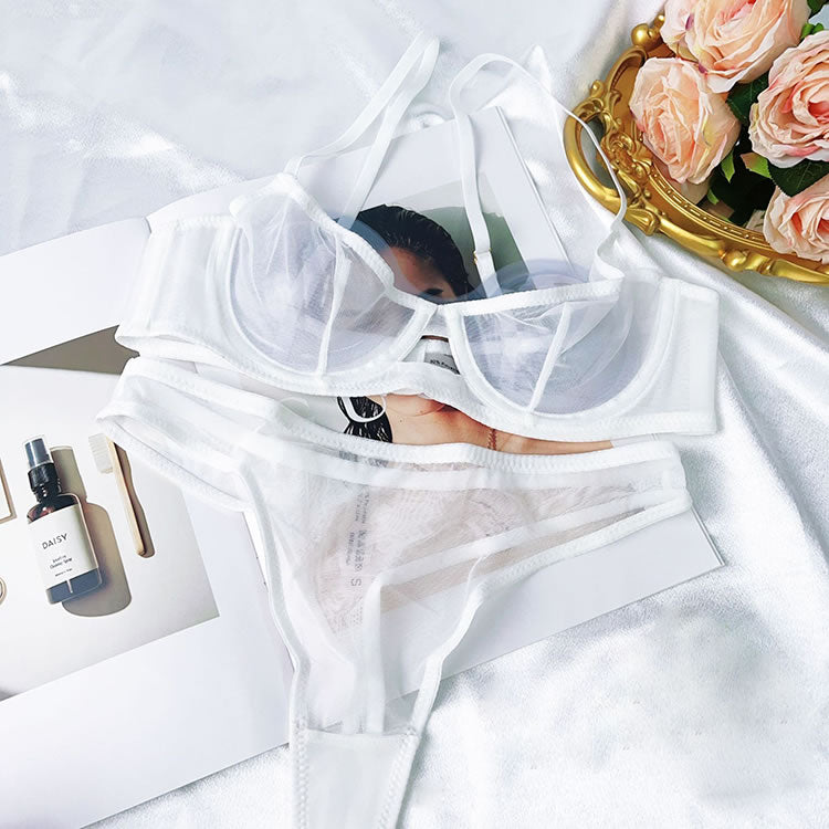 Sheer Animal Print Bra and Thong