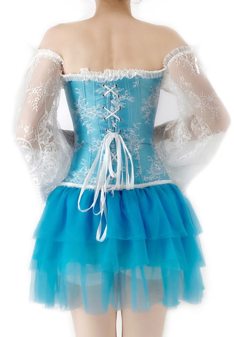 Long Sleeves Lace Up Bustier With Mini Tutu Skirt