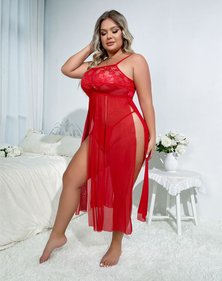 Plus Size Seductive Lace Maxi Dress