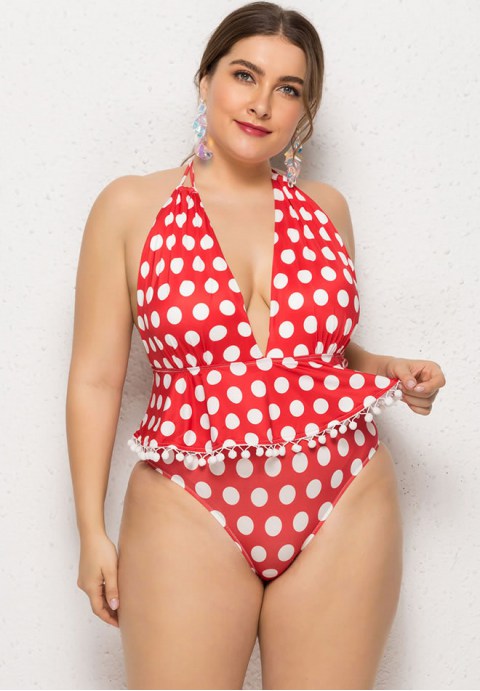 Plus Size Polka Dot One Piece Swimsuit