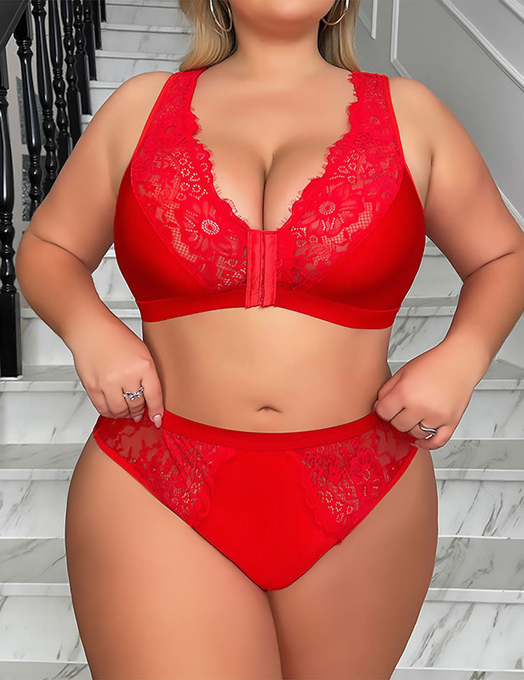 Soft Touch Plus Size Red Bra and Panties Pack