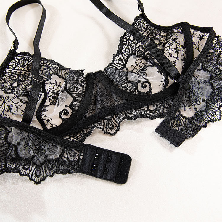 Midnight Ecstasy Gartered Bra Set