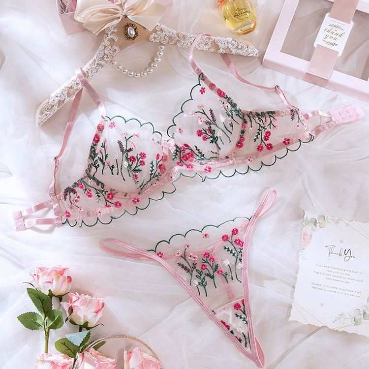 Embroidered Spring Bra Set