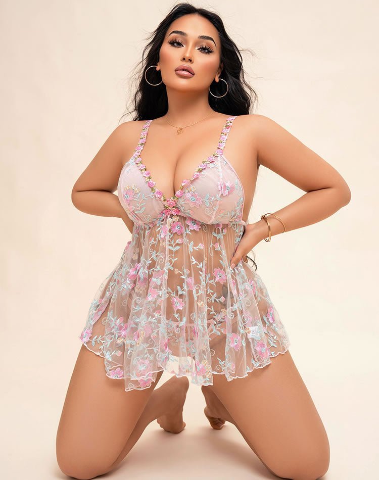 Adjustable Strap Nightie with Flowing Skirt - Late Night Lingerie