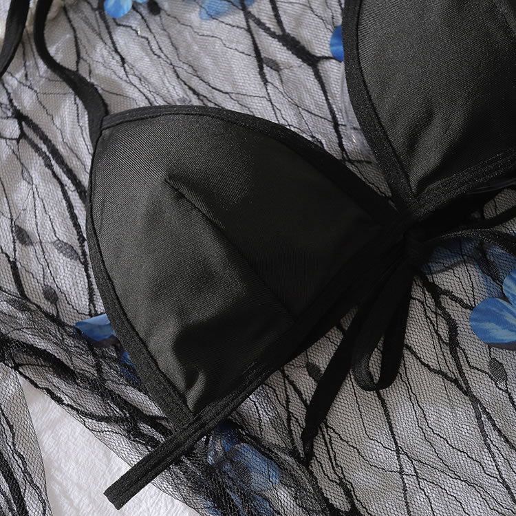 Alluring Black Mesh Set with Butterfly Accents - Late Night Lingerie
