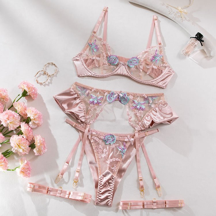 Blossom Lace 4 Piece Garter Set - Late Night Lingerie