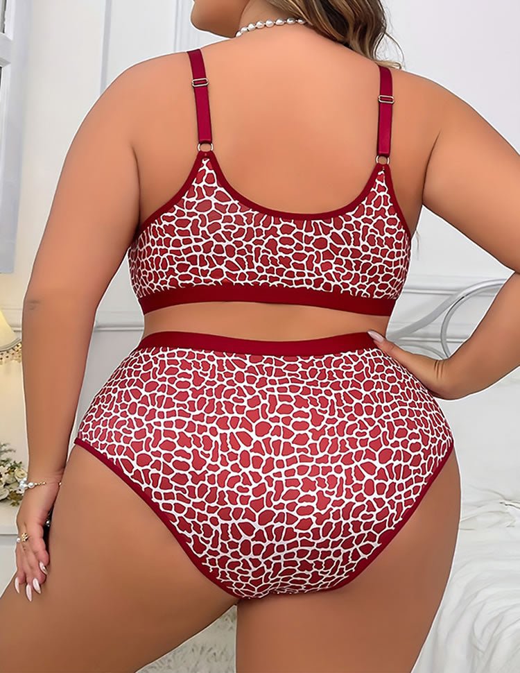 Bold Red Leopard Plus Size Lingerie Set - Late Night Lingerie