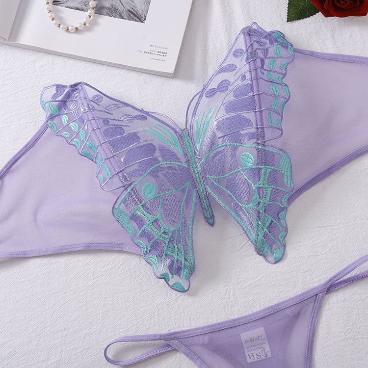 Butterfly Decor Bra & Panty Sexy Lingerie Set - Late Night Lingerie