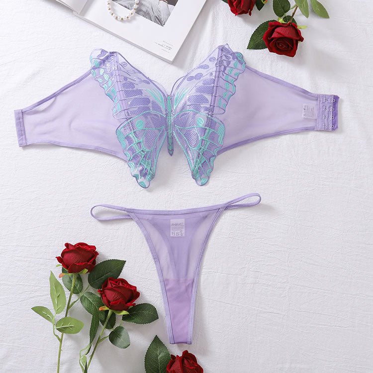 Butterfly Decor Bra & Panty Sexy Lingerie Set - Late Night Lingerie