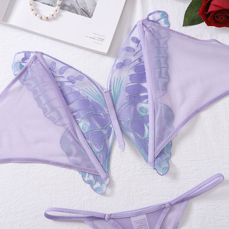 Butterfly Decor Bra & Panty Sexy Lingerie Set - Late Night Lingerie
