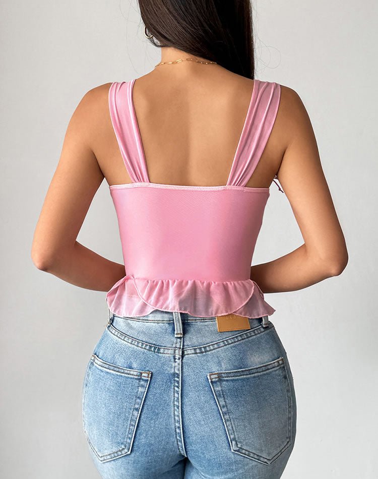 Charming Pink Corset Top with Floral Embroidery - Late Night Lingerie