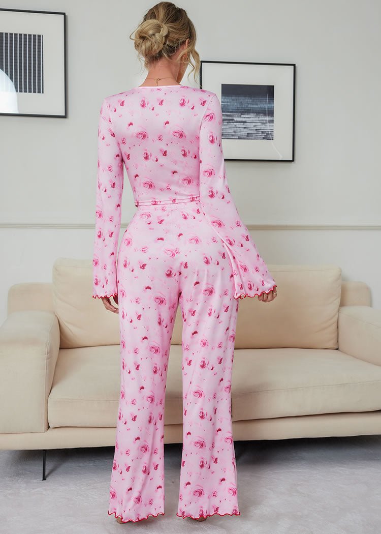 Charming Pink Floral Print Lingerie Set - Late Night Lingerie