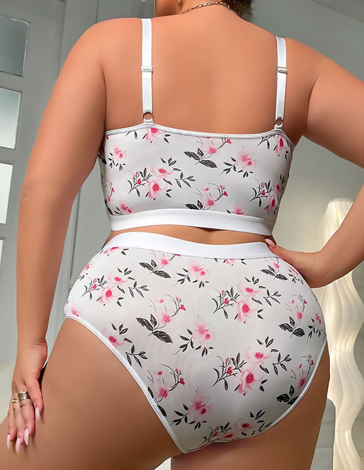 Comfortable Floral Plus Size Lingerie Set - Late Night Lingerie