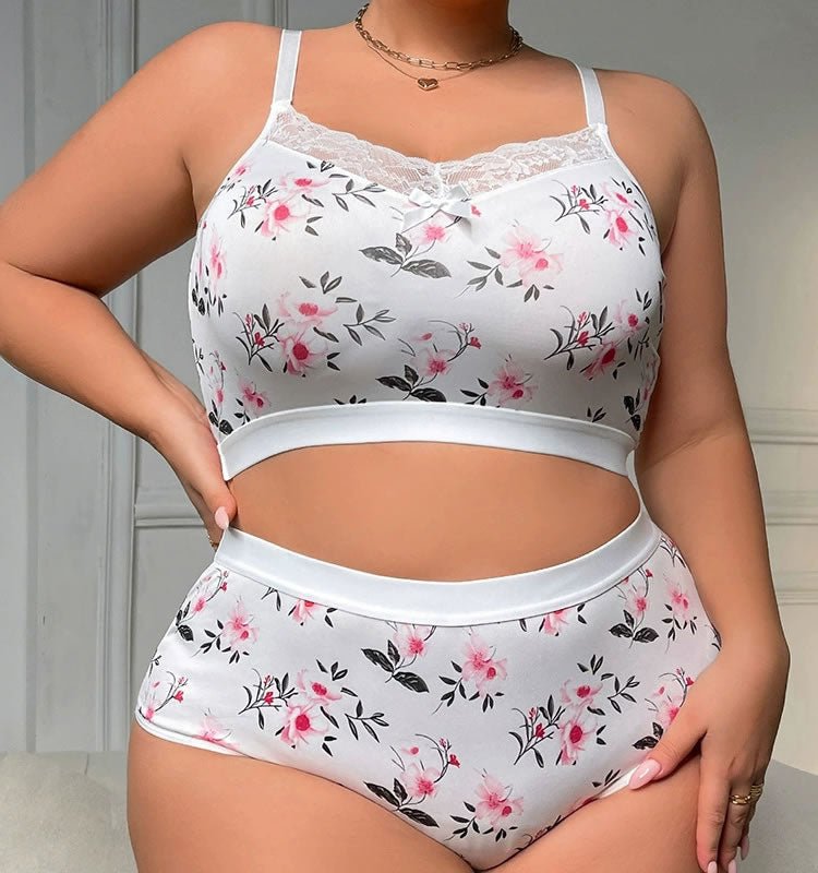 Comfortable Floral Plus Size Lingerie Set - Late Night Lingerie