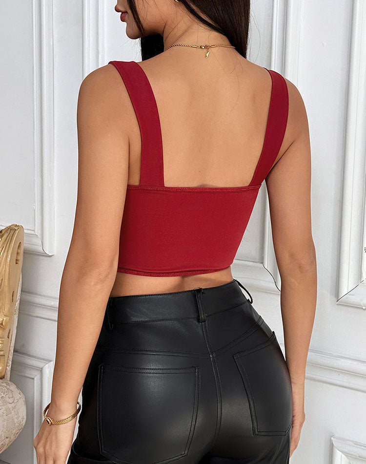 Edgy Red and Black Corset with Sheer Accents - Late Night Lingerie