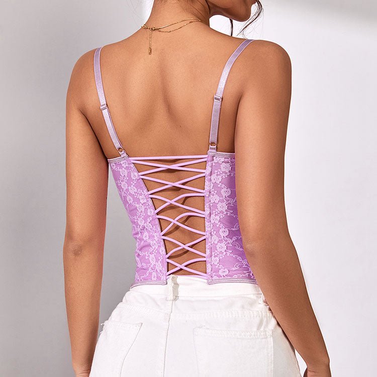 Elegant Lilac Lace Corset Top - Late Night Lingerie