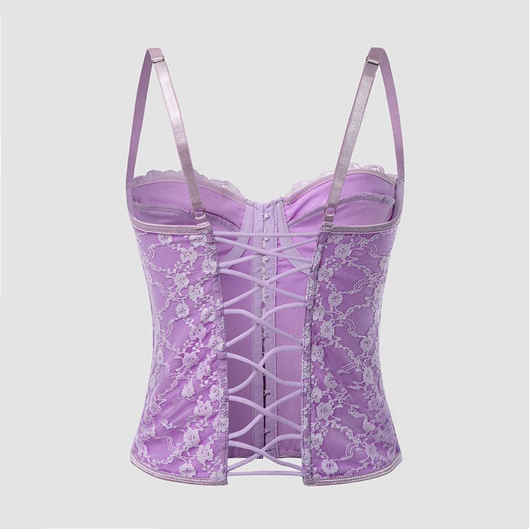Elegant Lilac Lace Corset Top - Late Night Lingerie