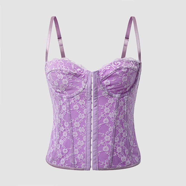 Elegant Lilac Lace Corset Top - Late Night Lingerie