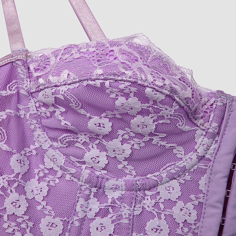 Elegant Lilac Lace Corset Top - Late Night Lingerie