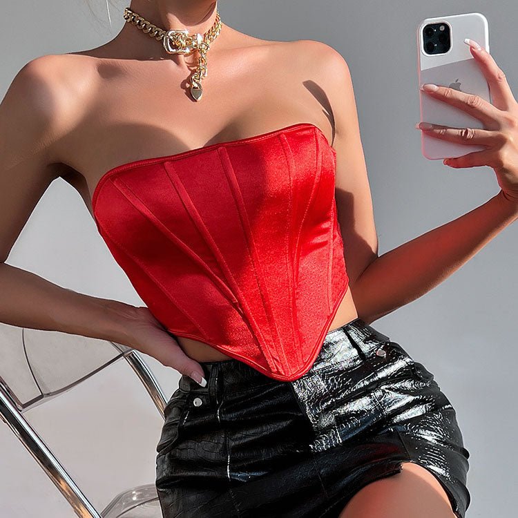 Elegant Strapless Red Corset - Late Night Lingerie