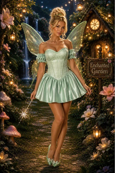 Enchanted Garden Fairy Steel Boned Corset Dress