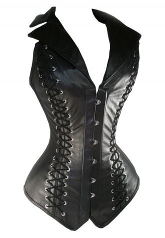 Faux Leather Gothic Halter Neck Corset - Late Night Lingerie