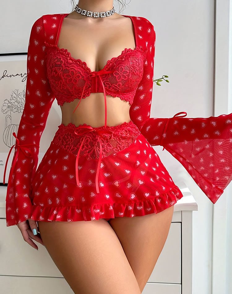 Feminine Allure Bra and Skirt Set - Late Night Lingerie